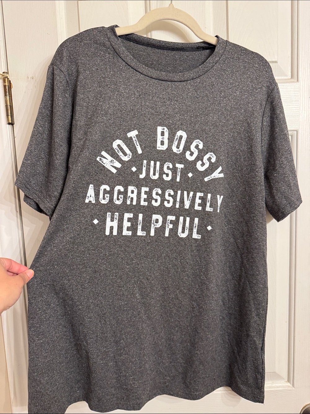 Graphic T-Shirt - Dark Gray "Not Bossy Just Aggressively Helpful"